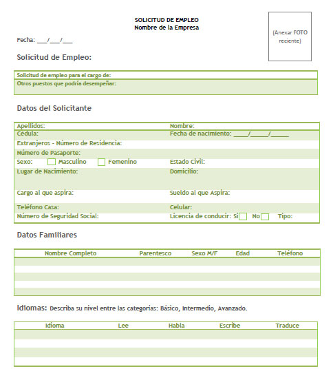 La solicitud de empleo efectiva